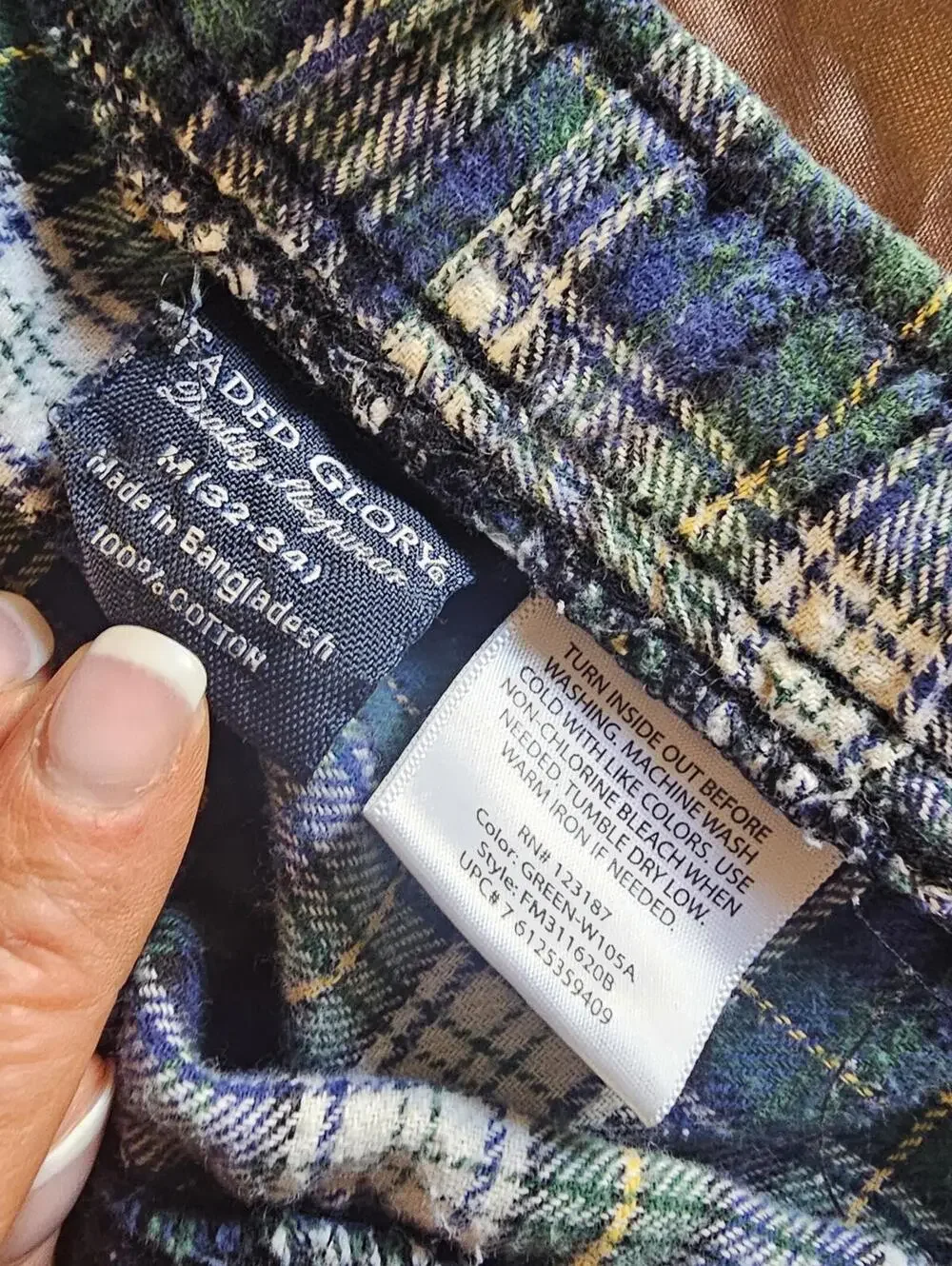 Blue Green Plaid Cotton Lounge Pants Size M